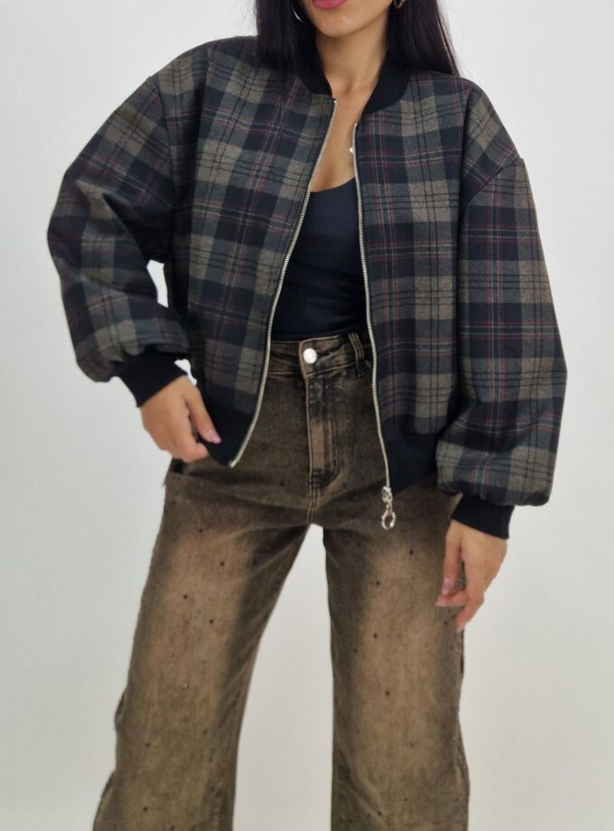 Giacca Bomber Quadri - Verde