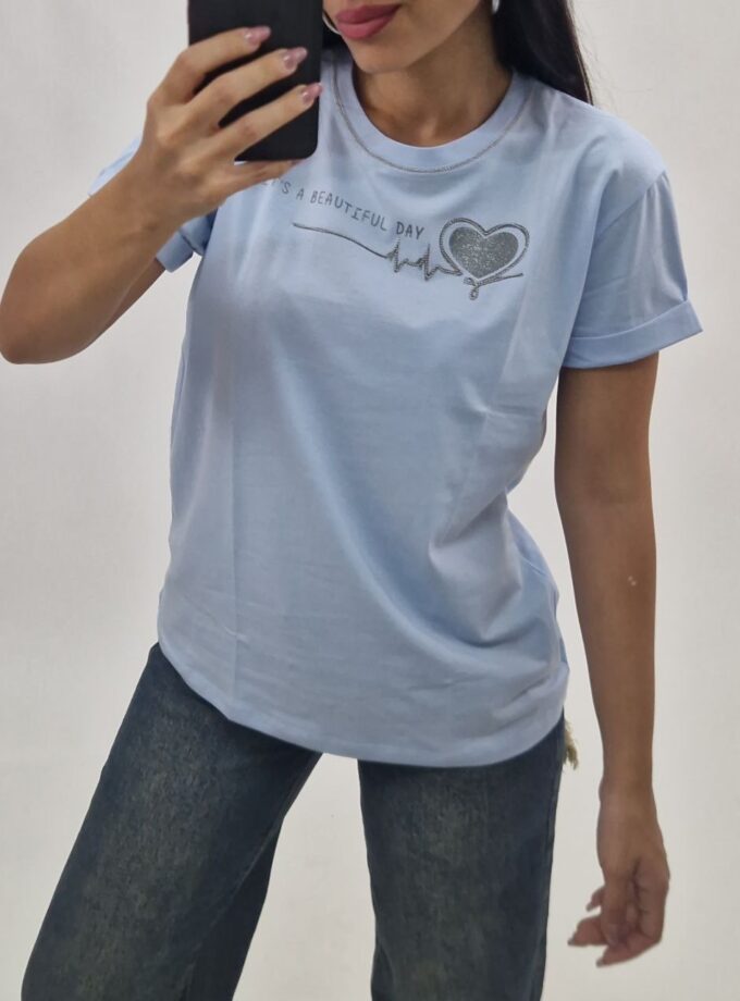 T-shirt Beautiful - Azzurra