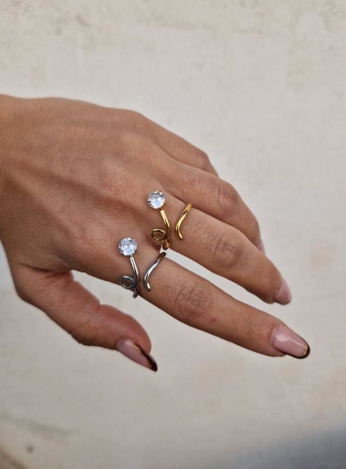 Anello Zirconia Wave