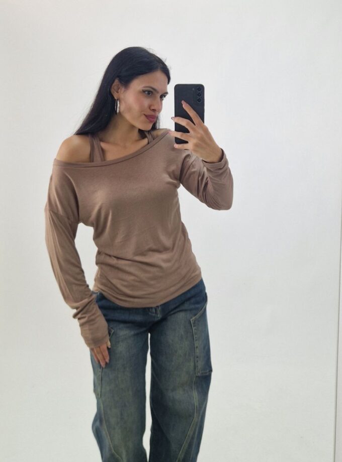 Maglia Coordset Con Canotta - Camel