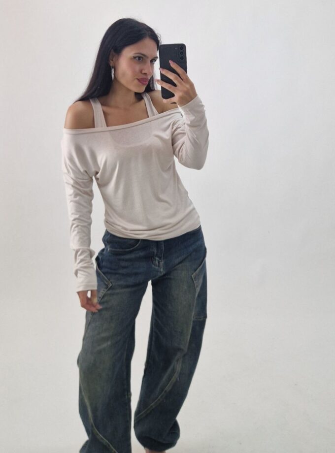 Maglia Coordset Con Canotta - Beige