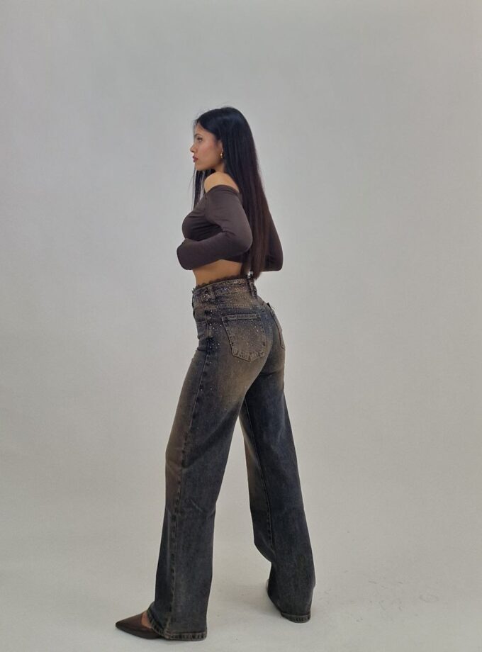 Jeans Strass Con Pizzo