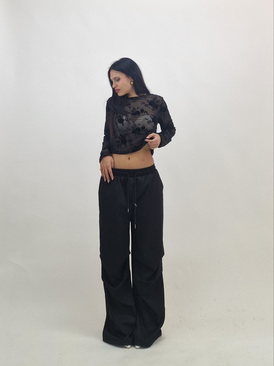 Pantalone Tuta Regolabile Alla Caviglia - Nero