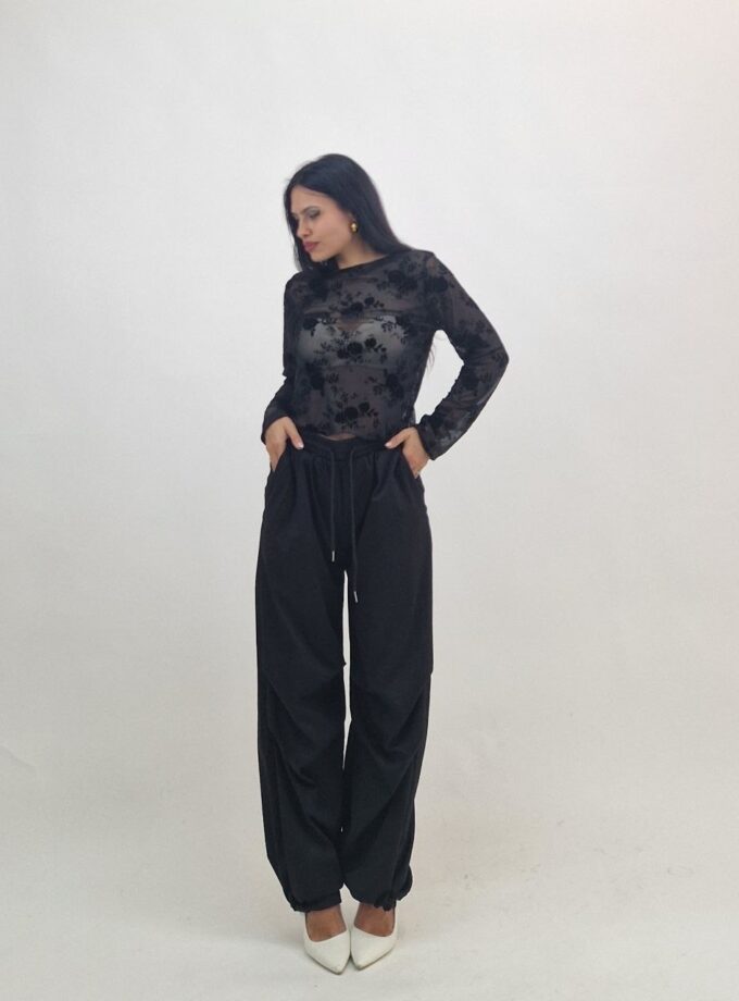 Pantalone Tuta Regolabile Alla Caviglia - Nero