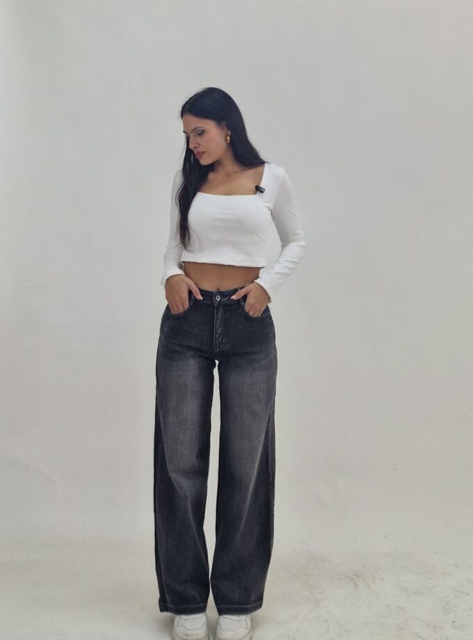 Jeans Black Sfumato A Palazzo