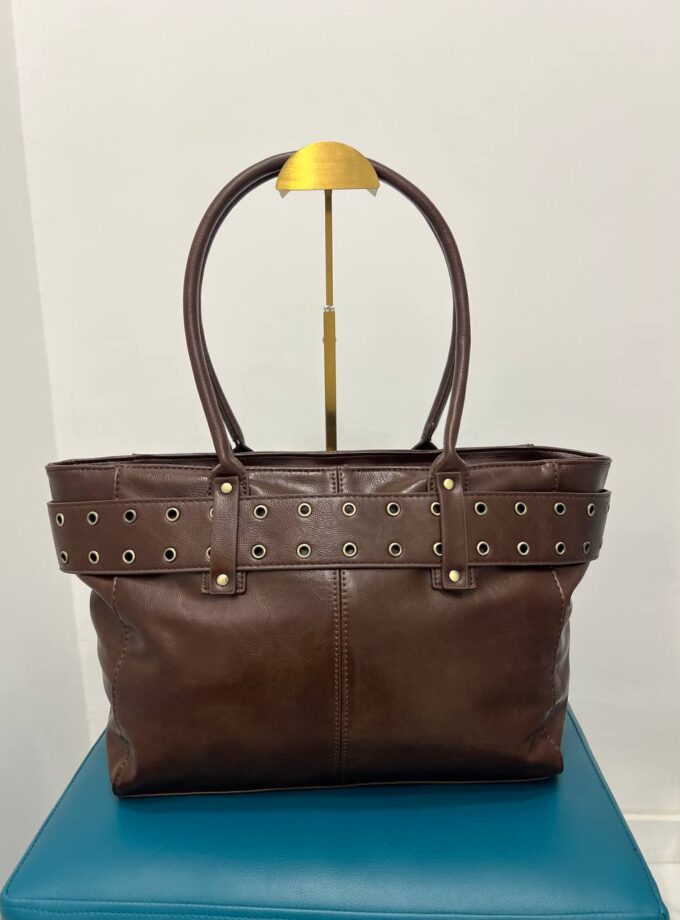 Borsa Phil Firenze con cintura borchiata - Brown