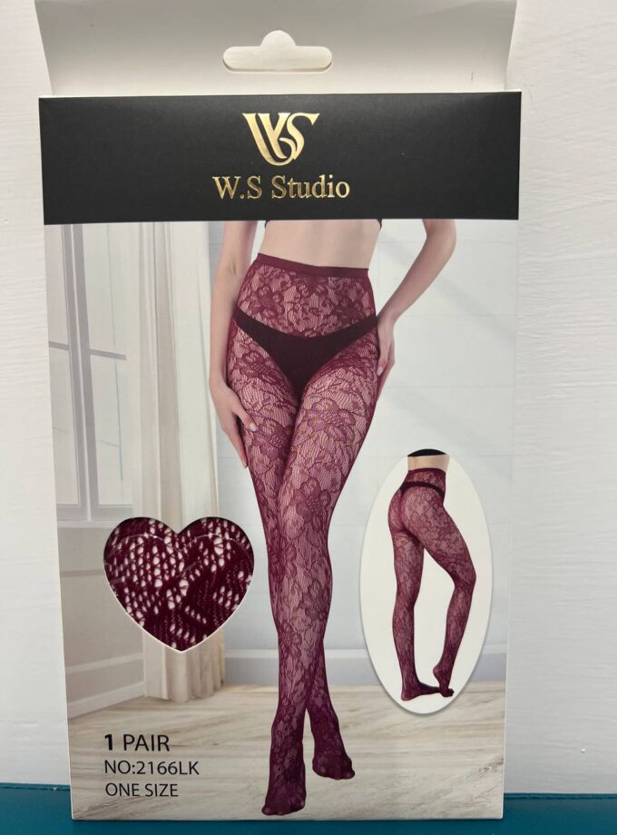 Collant In Pizzo - Bordeaux