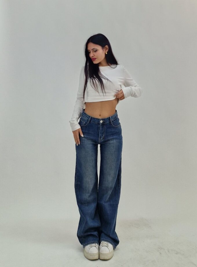 Jeans Wide Leg Tasca Brown Glitter