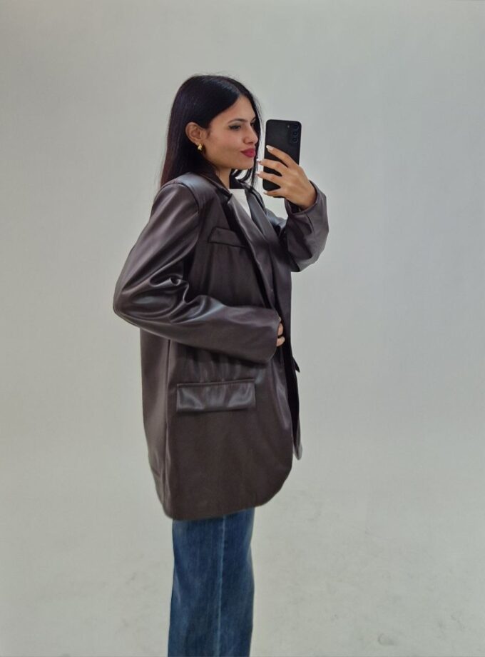 Blazer In Ecopelle - Marrone