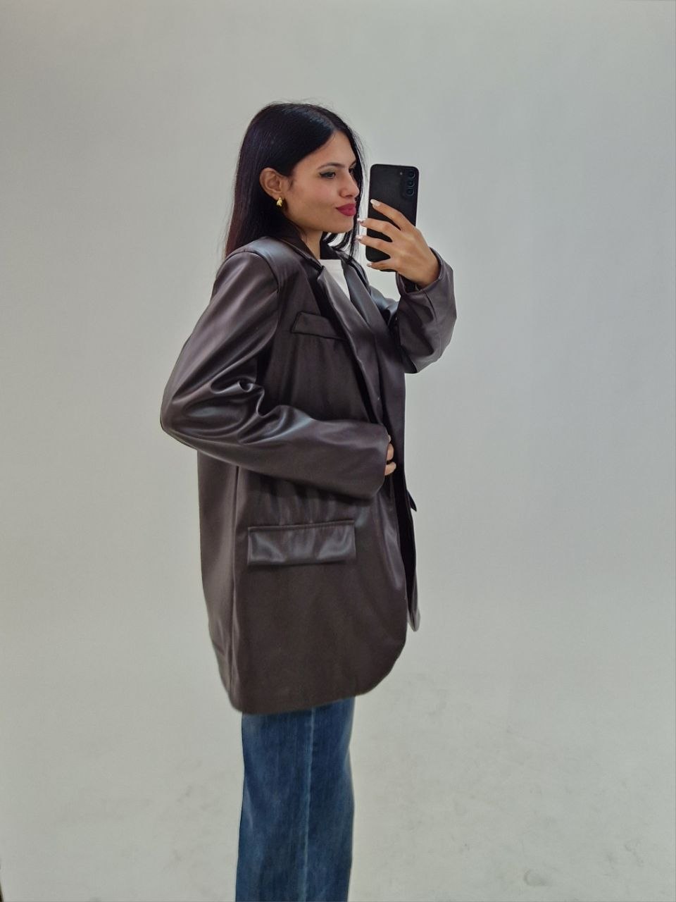Blazer In Ecopelle - Marrone - immagine 2