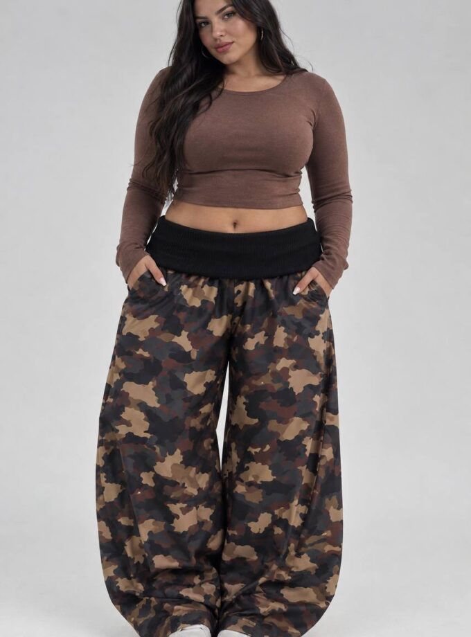 Pantalone Sportivo Balloon Military Curvy - Nero